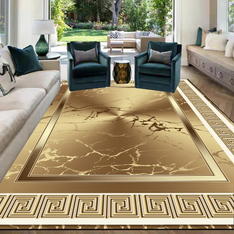 Golden Luxury Large Living Room Carpet Anti Slip Entrance Door Mat 200x300cm Soft Floor Mats Home Decor Large Rugs Customizable