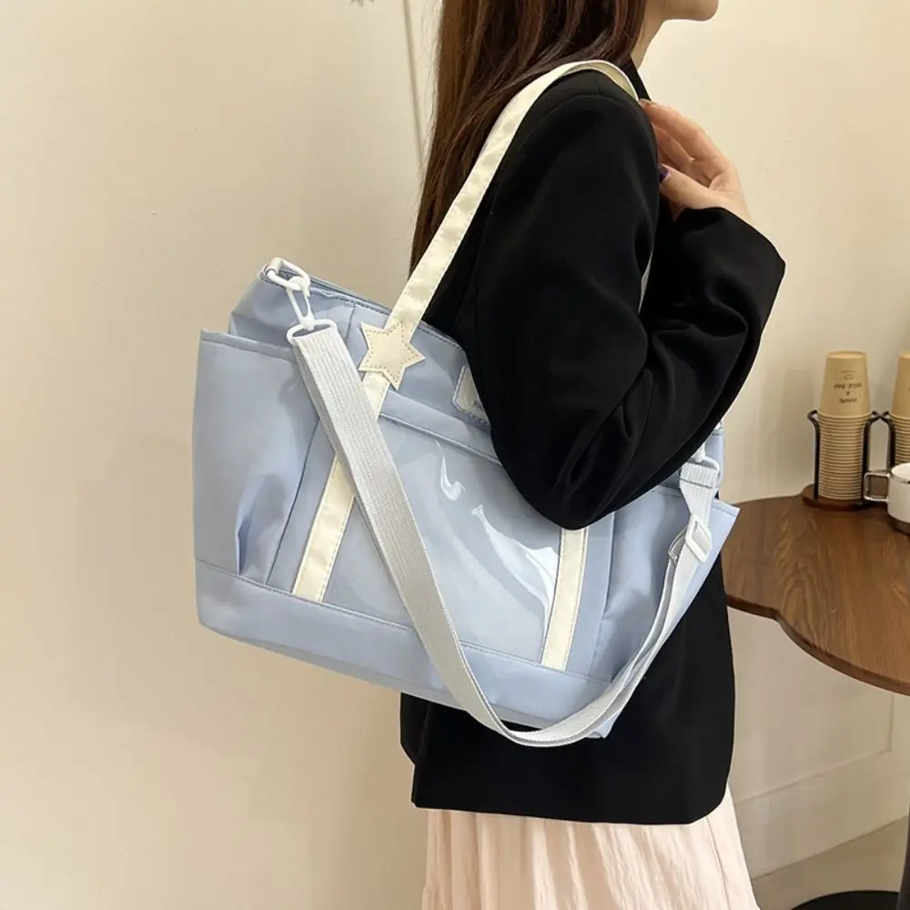 

Fashion Nylon Transparent Itabag Large Capacity Idol Badge Display Messenger Bag Student Waterproof School Tote Bag Handbags