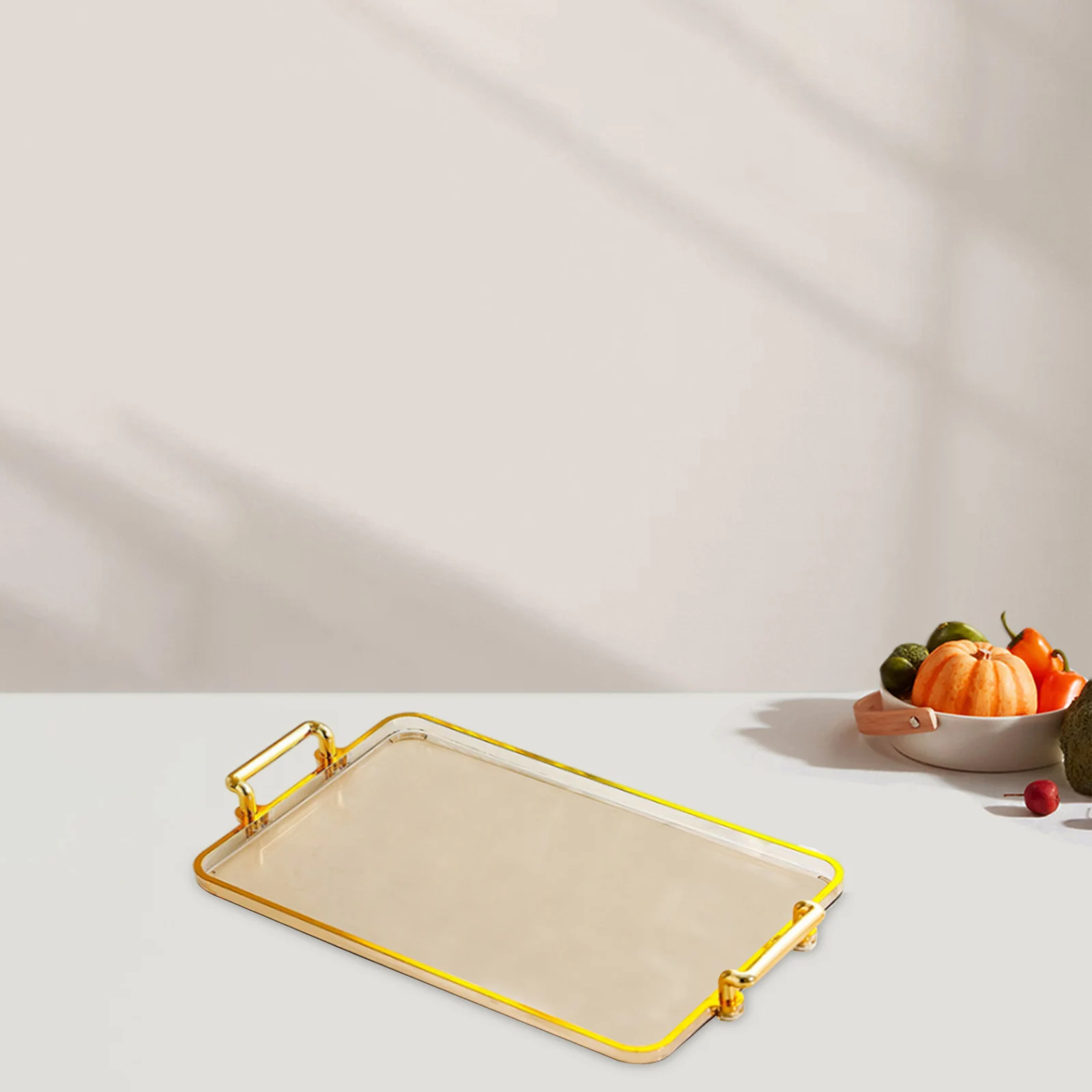 Serving Tray with Handles Eating Tray Cosmetic Storage for Home Countertop Centerpiece Rectangular Table Decor Food Tray