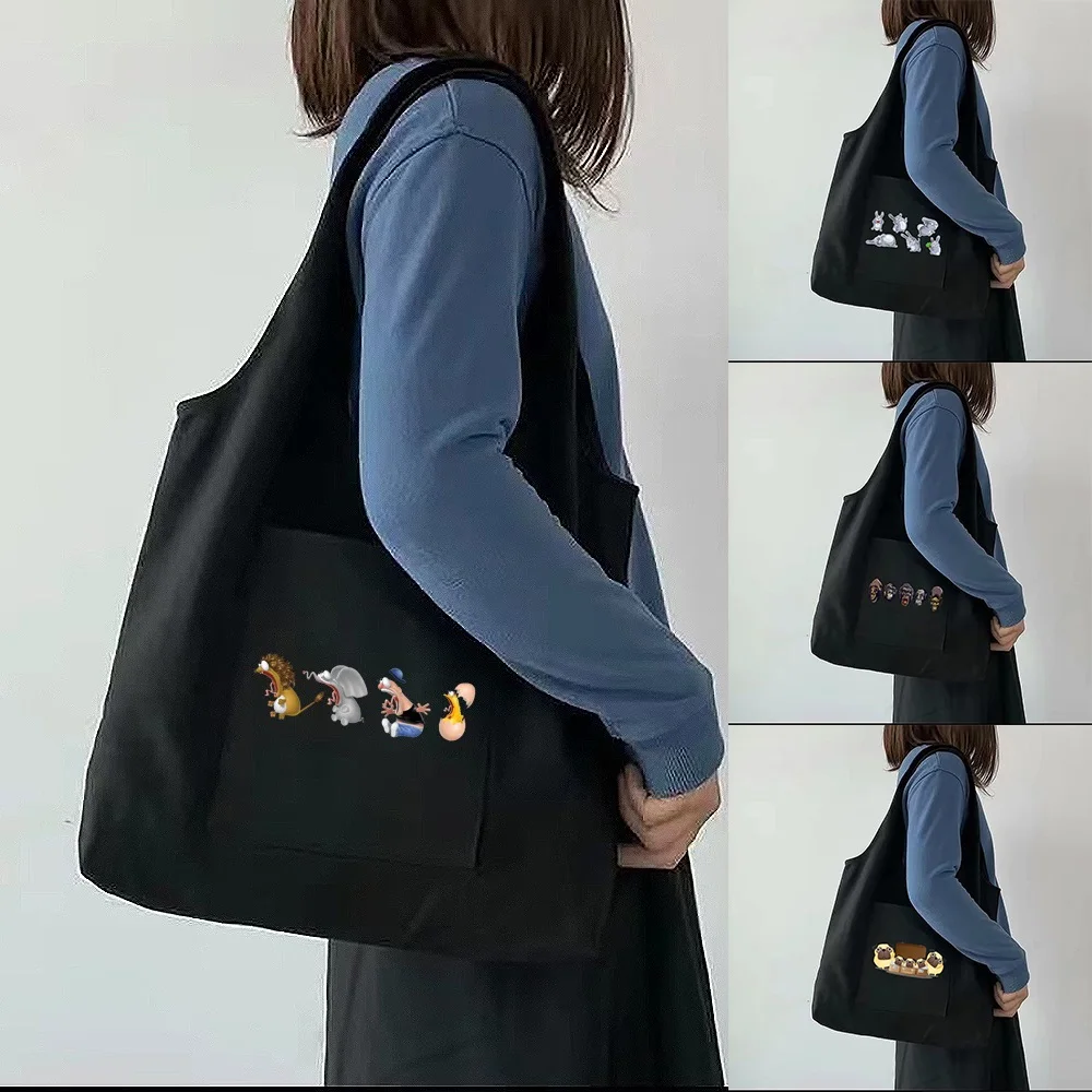 

Ladies Shopping Bag Large Travel Fashion Portable Messenger Shoulder Bag Simple Cartoon Printing Foldable Grocery Storage Bags