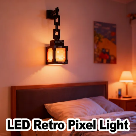 Pixel design led night light tipo-c recarregável controle remoto rgb luzes da sala de jogos multicolorido estilo dos desenhos animados lanterna lâmpada de parede