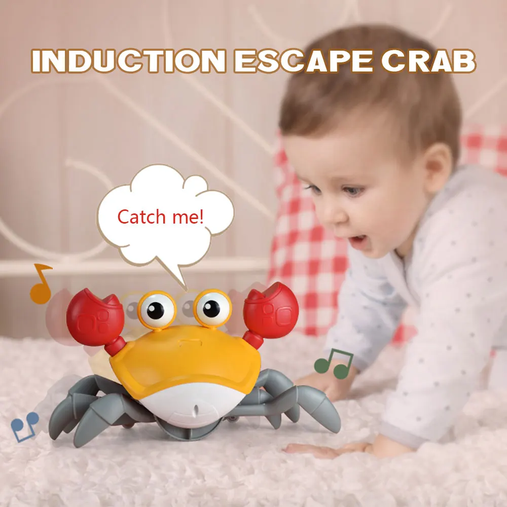 Dancing Crab Escape Crabs Toy For Babies Crawling Interactive Walking Dancing with Music Automatically Avoid Obstacles Toys Gift