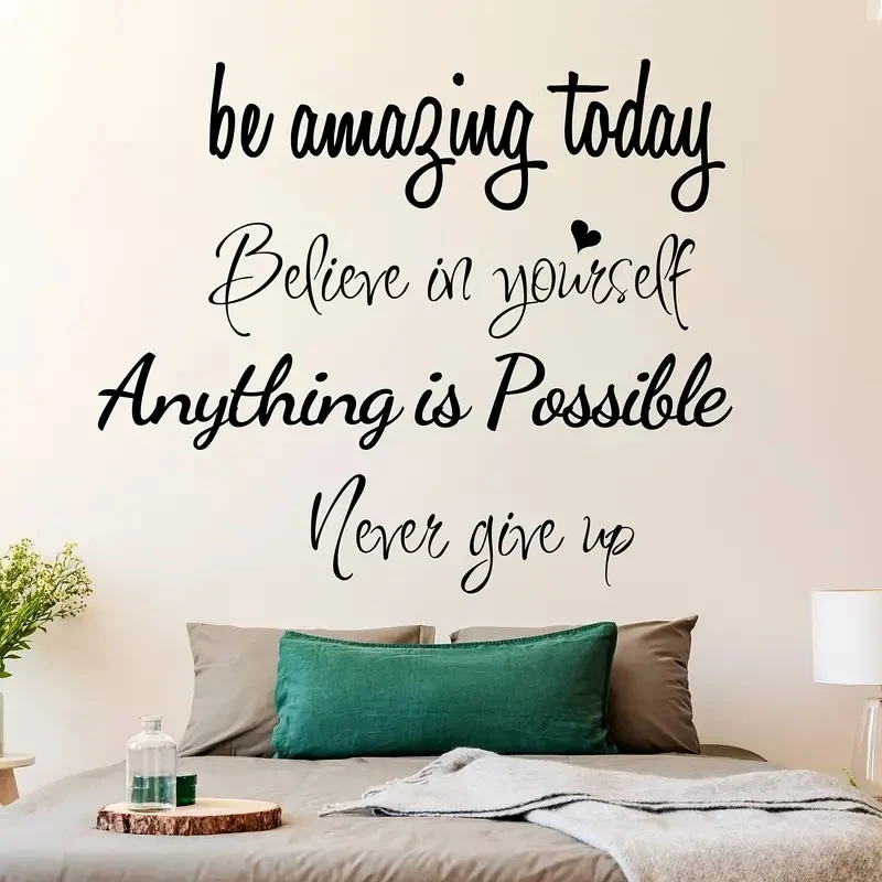 Elevate Your Space With 1pc Large Inspirational Quote Wall Decals - Removable Positive Saying Lettering Stickers!