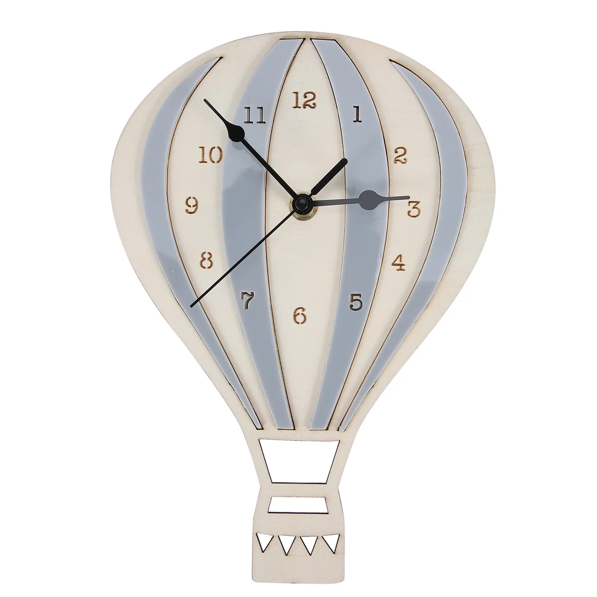 Nordic Style Children Cartoon Hot Air Balloon Clock Mute Clock Room Wall Clock Unique Gifts Home Decorations Gray