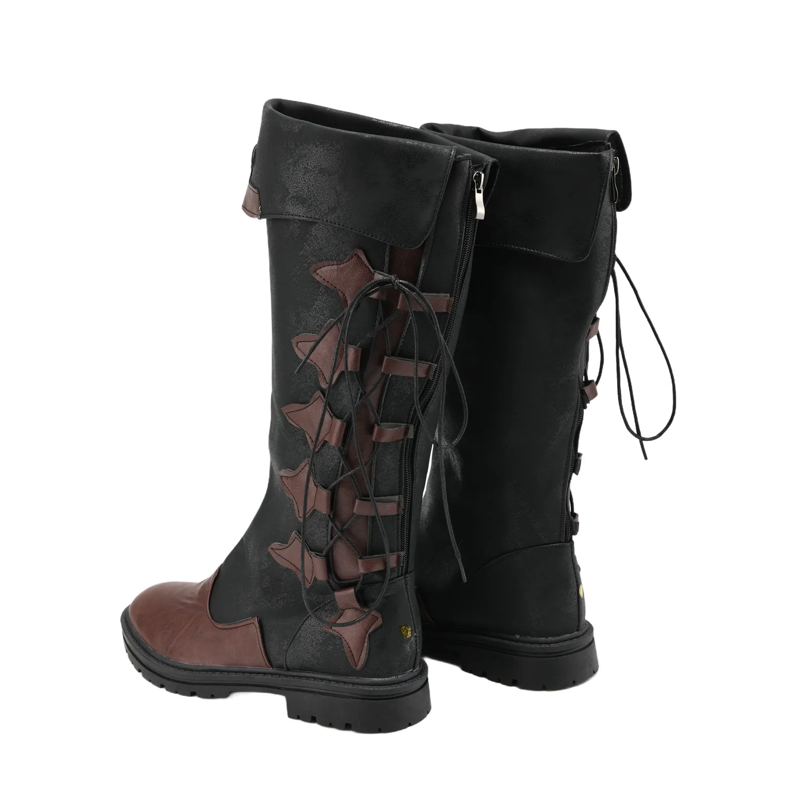 Zapatos vikingos de pirata Vintage para hombre y mujer, botas con cordones medievales renacentistas, accesorios para disfraz de Halloween