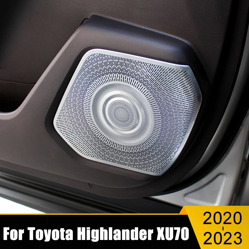 For Toyota Highlander XU70 2020 2021 2022 2023 Hybrid Stainless Car Door Sound Stereo Audio Tweeter Speaker Cover Accessories