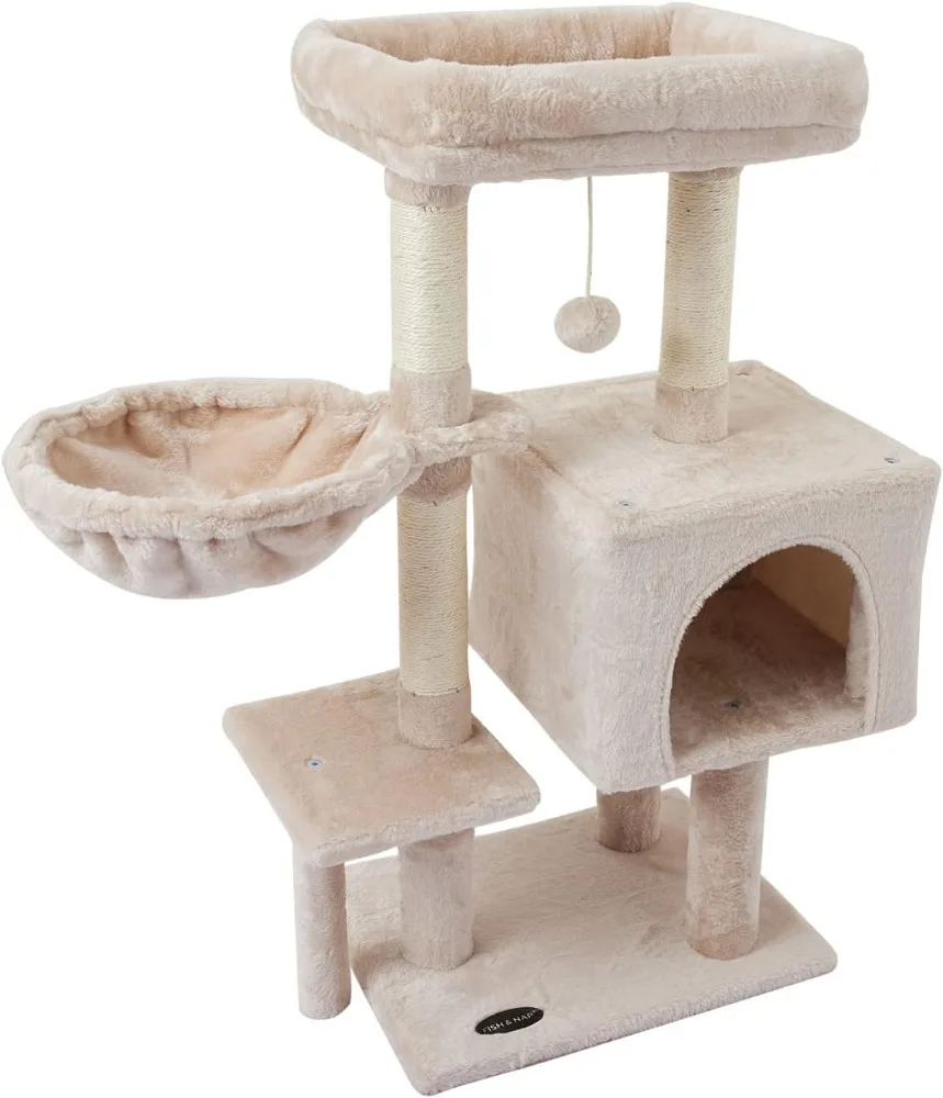 

FISH&NAP Cute Cat Tree Kitten Cat Tower for Indoor Condo Sisal Scratching Posts with Jump Platform Furniture Activity