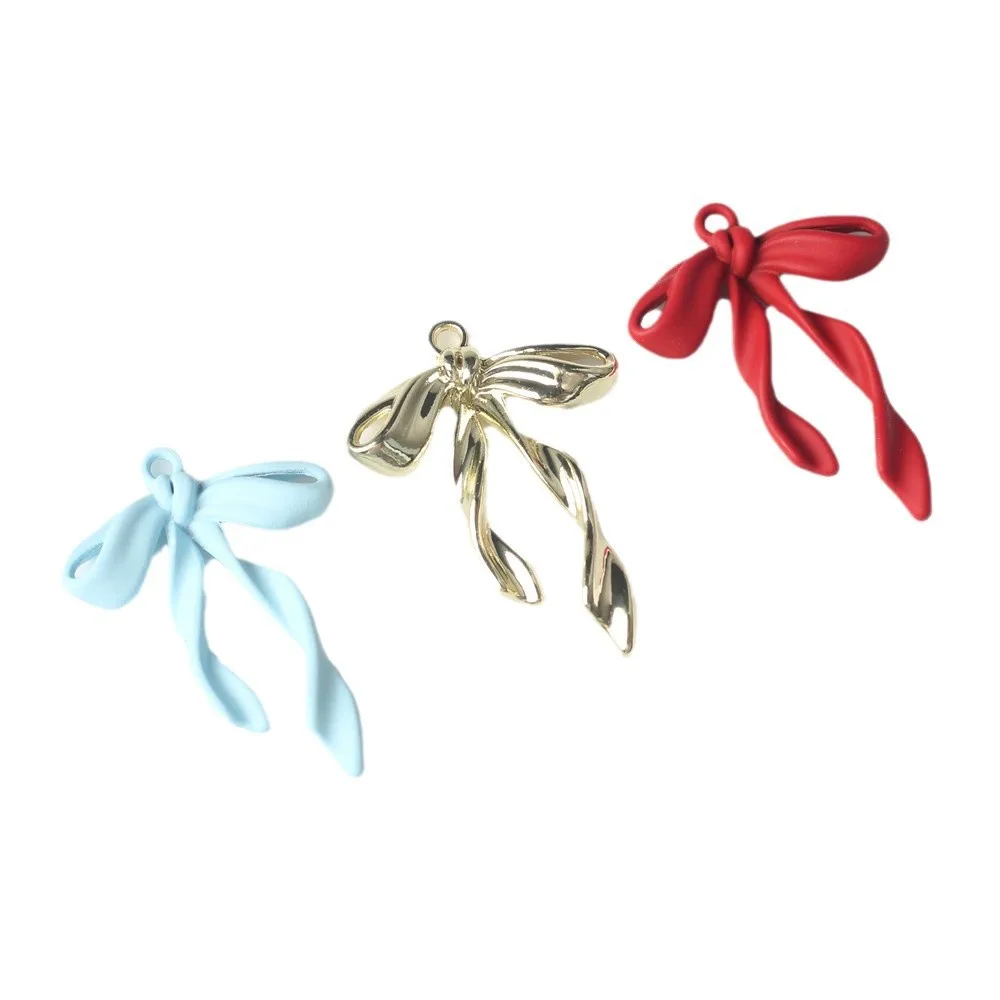 10pcs Simple Cute Bow Pendant Accessories DIY Handmade Jewelry Making Earrings Necklace Bracelet Accessories Craft Alloy Fashion