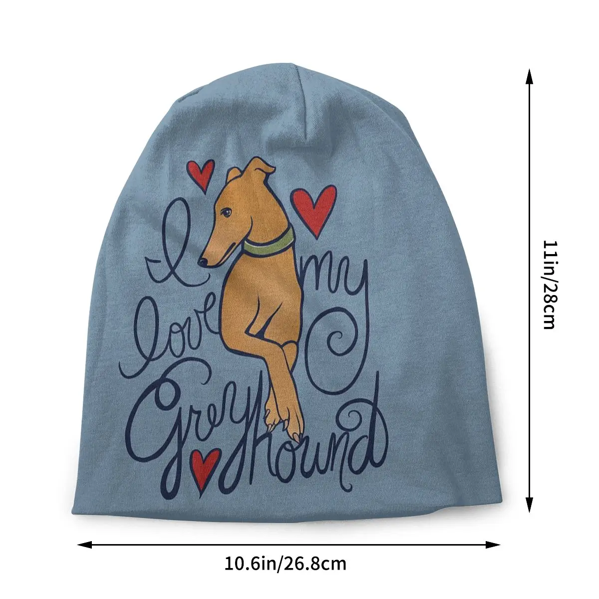 I Love Geryhound Greyhounds Dog Women's Beanies Printed Chemotherapy Pile Outdoor Turban Breathable