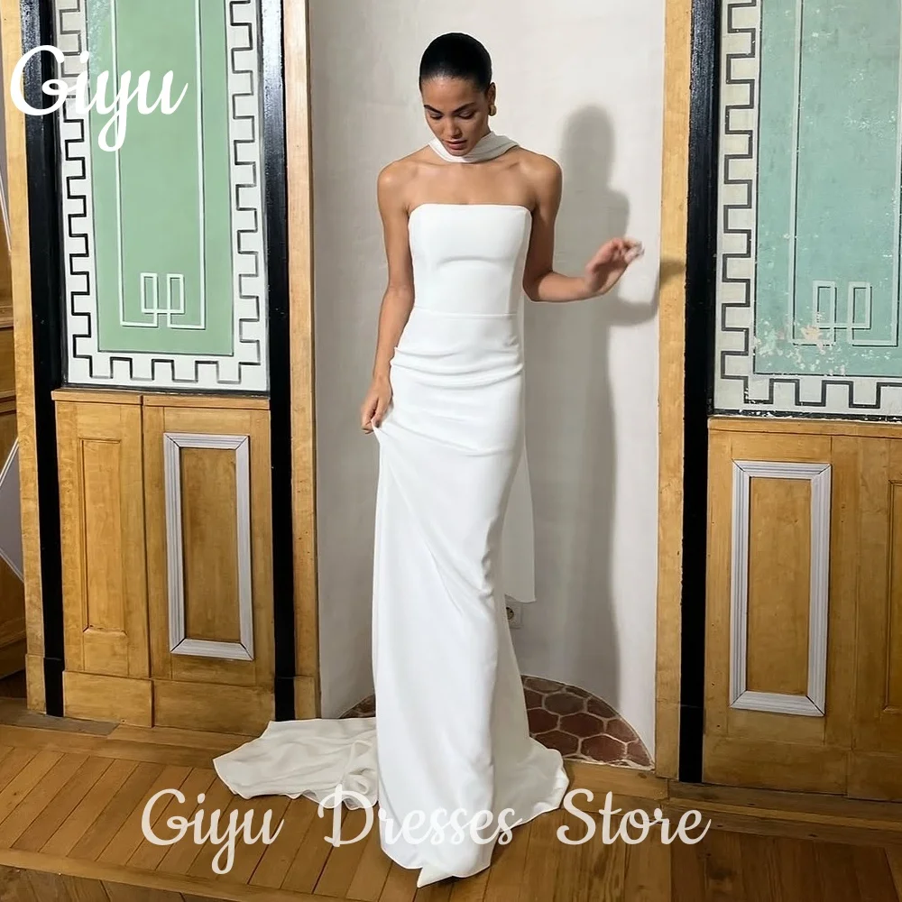 

Giyu Elegant Mermaid Strapless Wedding Dresses Scarf Sleeveless Floor-Length Bridal Gowns Korea Photoshoot Customized 2025