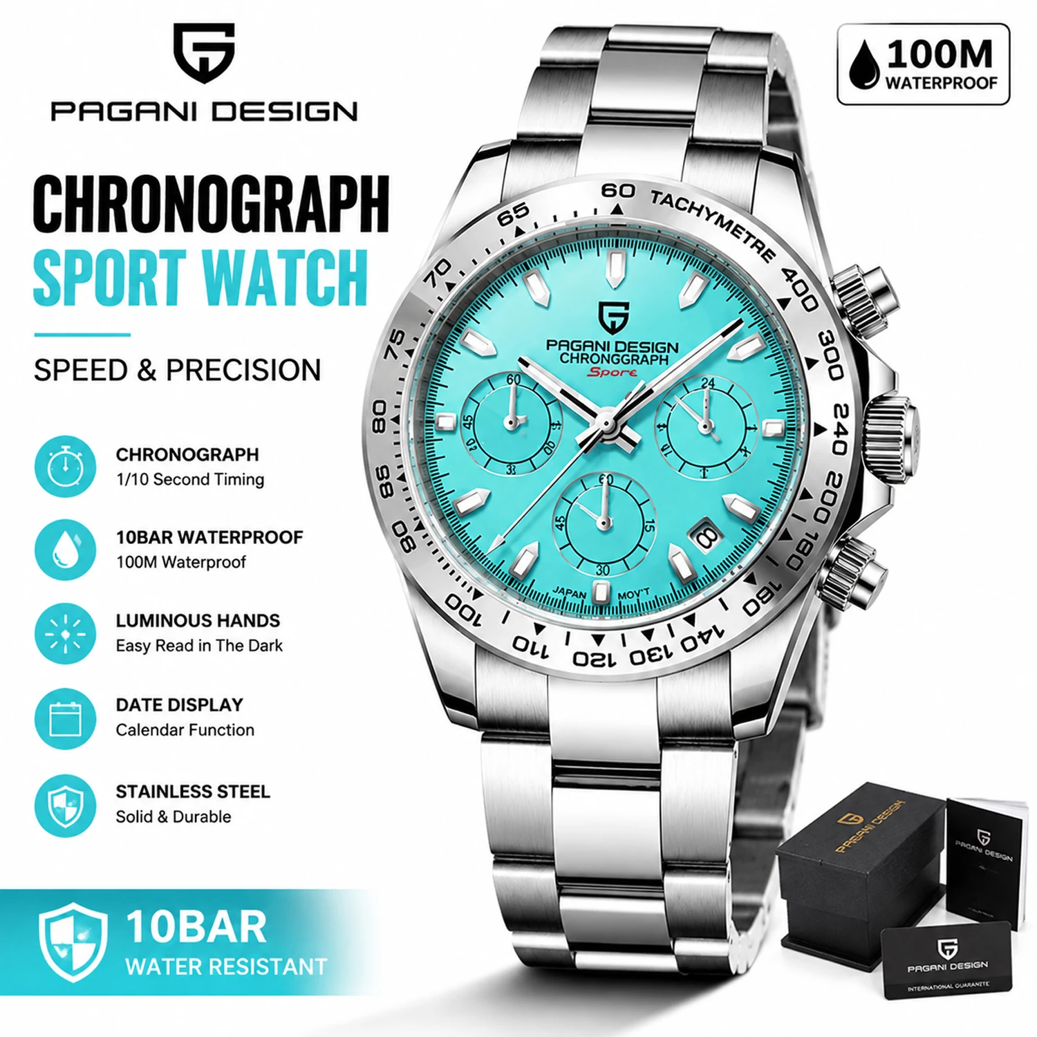 Diver Watch 300M - 파가니 디자인 남성용 크로노그래프 시계 세이코