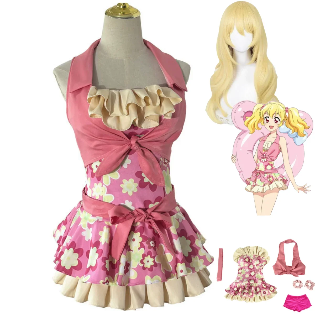 Anime Anime Aikatsu Hoshimiya Ichigo Cosplay Costume Summer Party Swimsuit Dress Swimming Trunks Wig Woman Sexy Cute Beach Bikini Suit - Aliexpress Deal