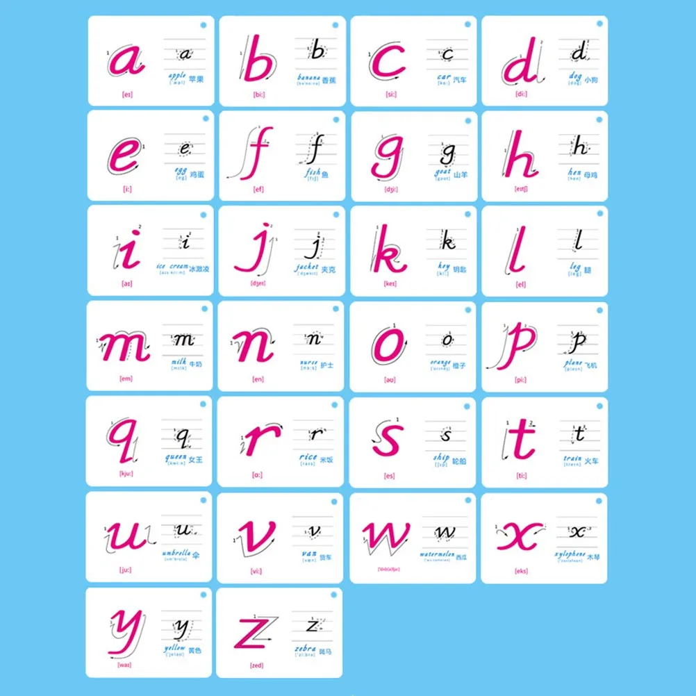 ชุดการ์ดคำศัพท์ภาษาอังกฤษสำหรับเด็ก 1 ชุด 26 คำ ฝึกการสะกดคำ ฝึกการเรียนรู้เบื้องต้น ขนาด 10.2x7.4 ซม. การ์ดเรียนรู้ตัวอักษร เกมปริศนา