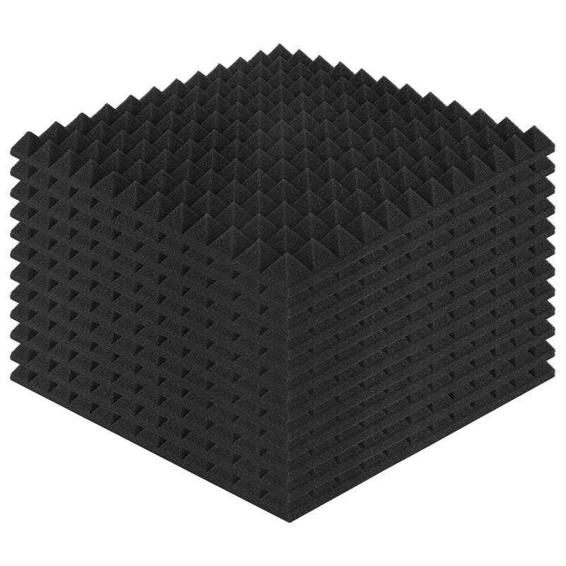 12 Pack Pyramid Shape Soundproof Foam Sound Proof Padding Treatment Panel For Echo Bass Insulation