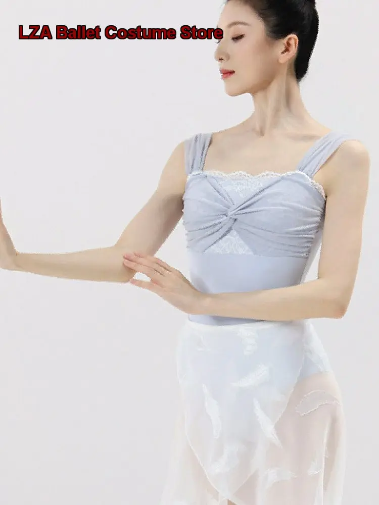 Women's Ballet Leotard Mesh Panel Camisole One-Piece Dress Practice Leotard Body Suit Basic Training Gymnastics Leotard Unitard