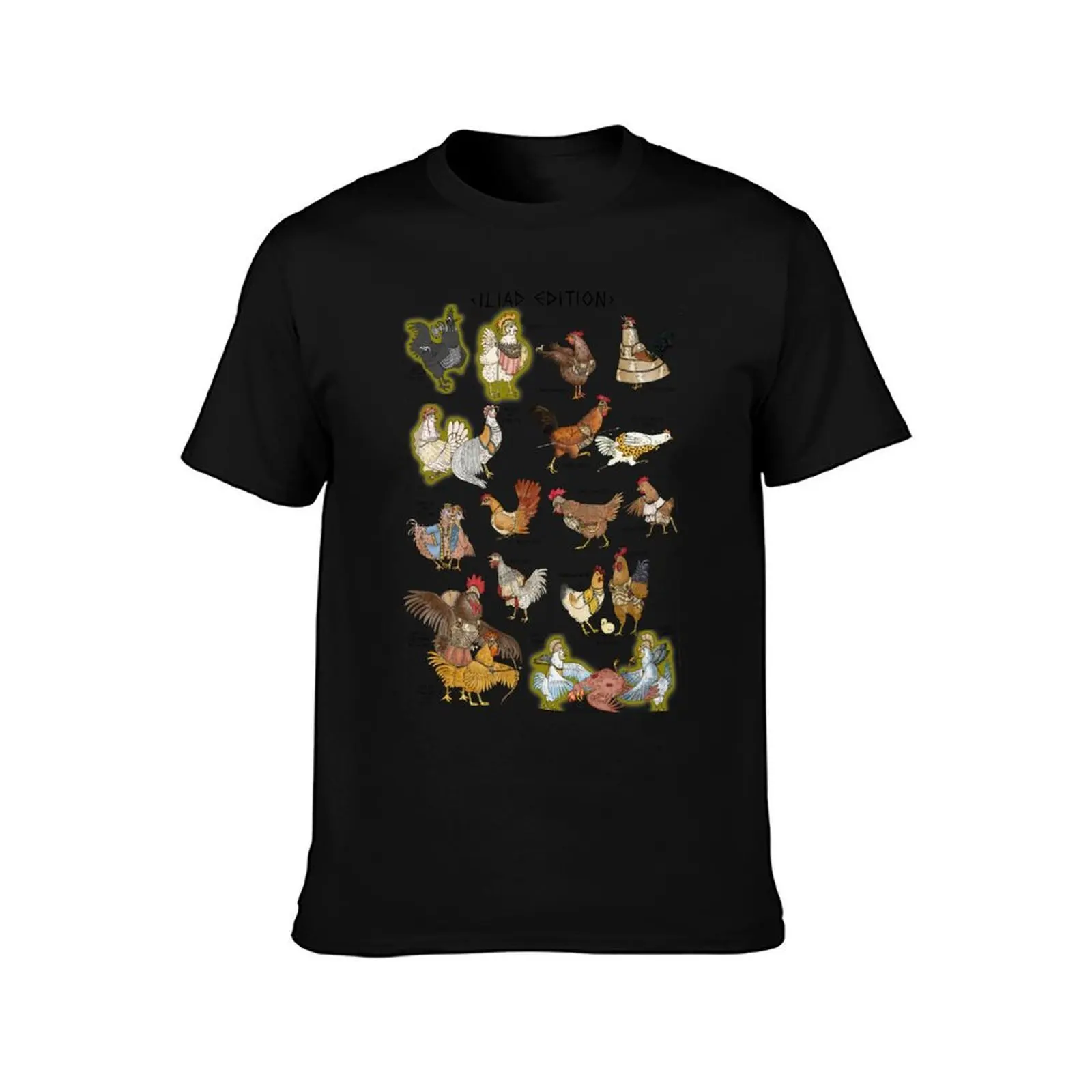 Greek Myth Chickens - COLOUR Iliad Edition (no background) T-Shirt, Summer Casual Cotton Tee, Oversized Streetwear Tops