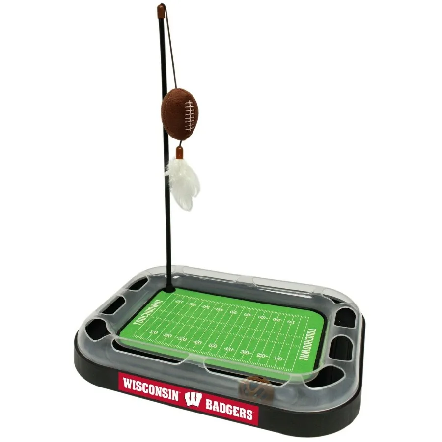 

Игрушка-когтеточка NCAA Wisconsin Badgers с кошачьей мятой, плюшевыми перьями и другими элементами, 5-в-1, для кошек
