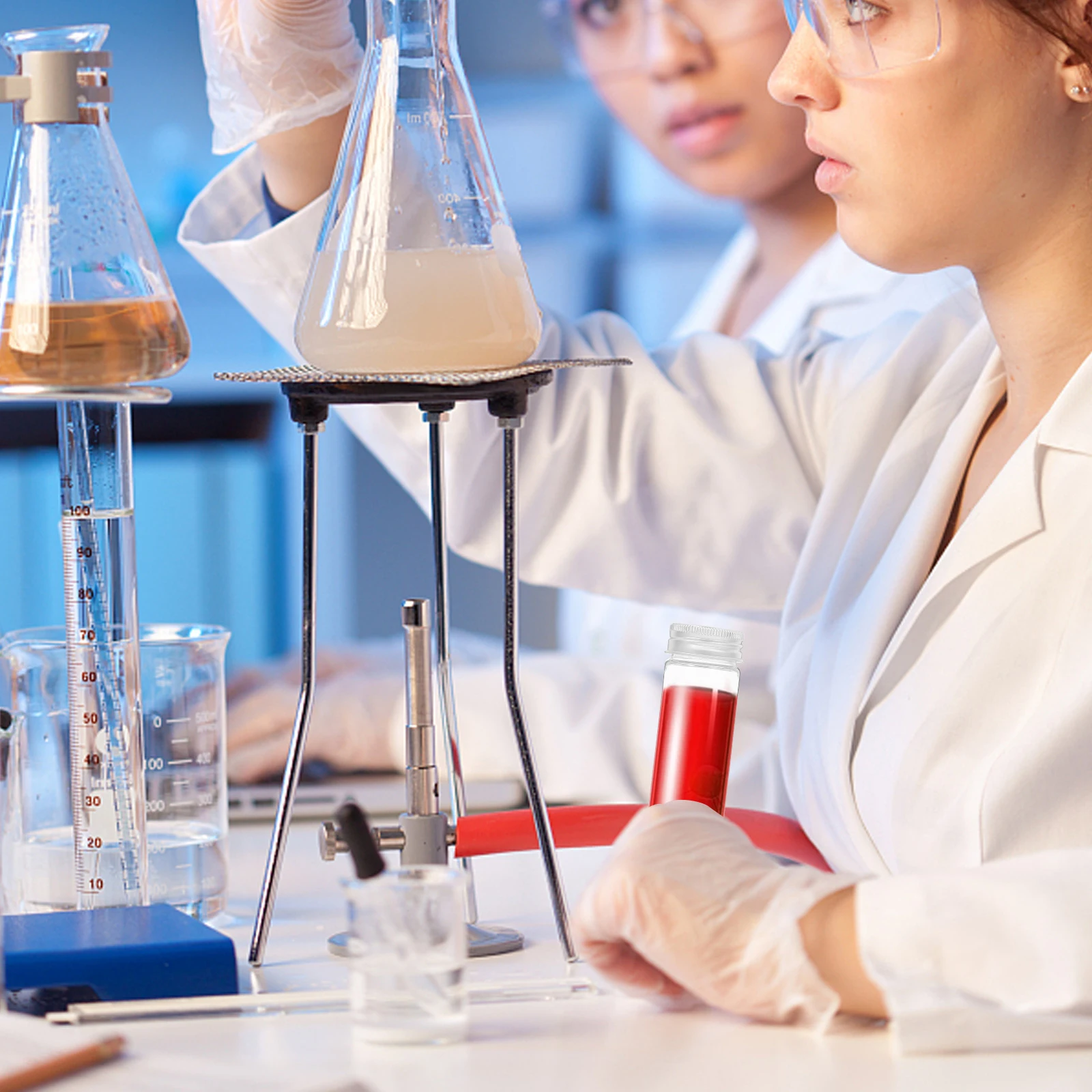 

16 Pcs Plastic Test Tube Vials with Caps Flat Alloy Transparent