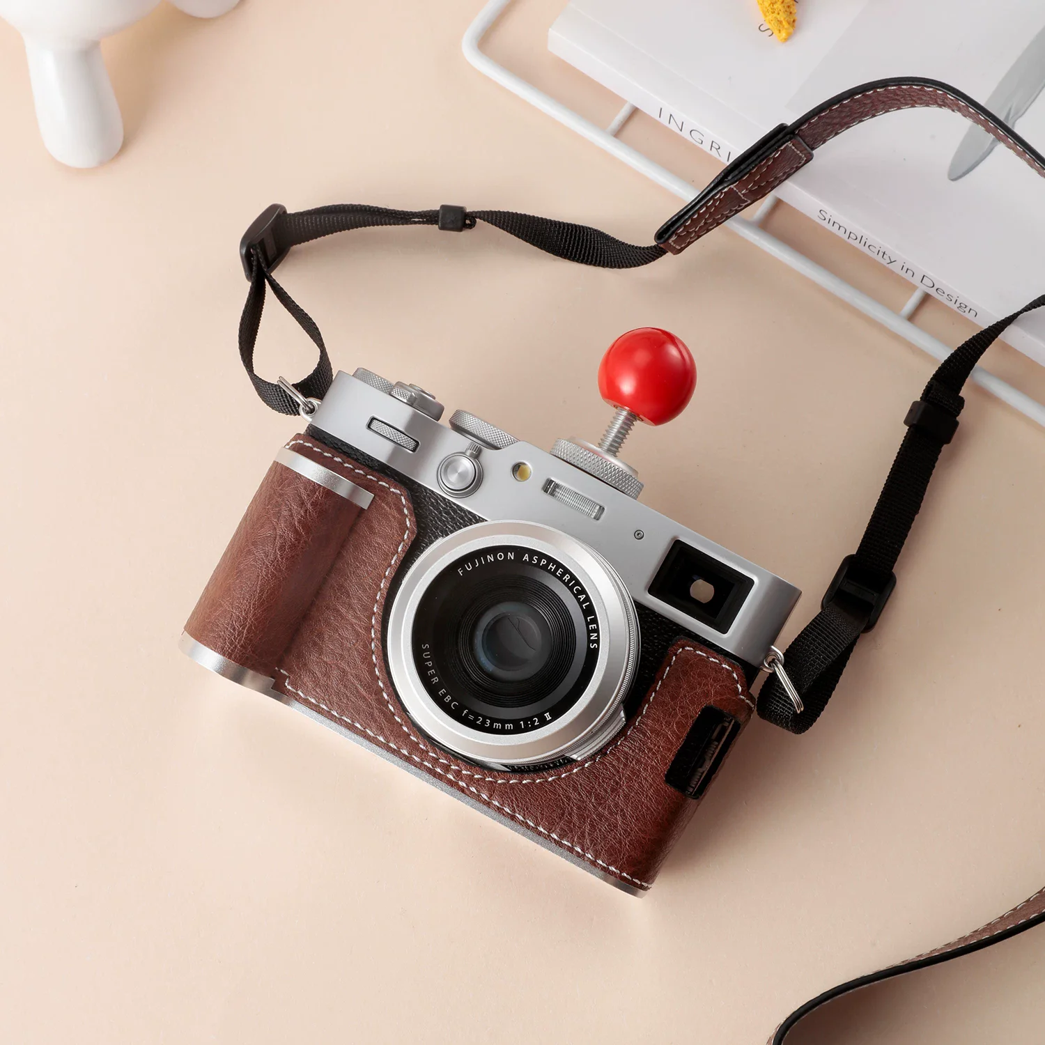 New Anti-slip Leather Camera Bag Protect Case Cover Aluminum Alloy Base Grip Strap Belt For Fujifilm X100VI Fuji X-100VI