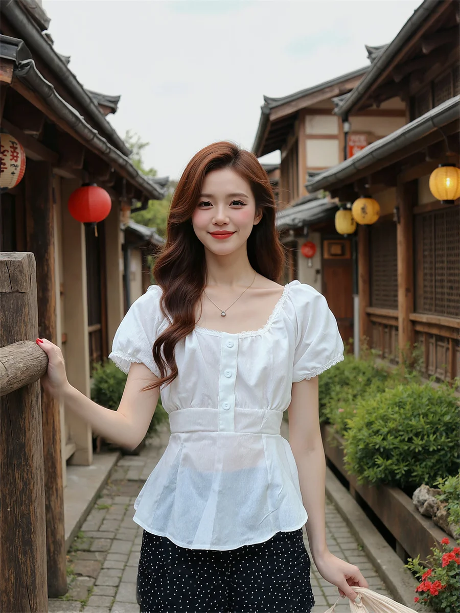 

White O neck Short Sleeve Tee Women Crop Top Korean Style Aesthetic Summer Vintage Chic Casual Trendy Fashion Streetwear