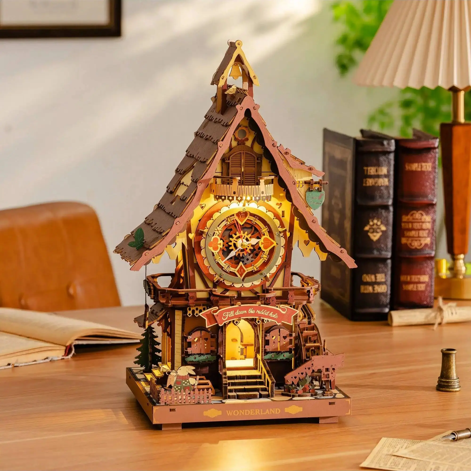 

ROKR 3D Wooden Cuckoo Clock Puzzle with LED Lights and Cuckoo Sound, 435 Pieces Mechanical DIY Assembly Set, Adult Gift