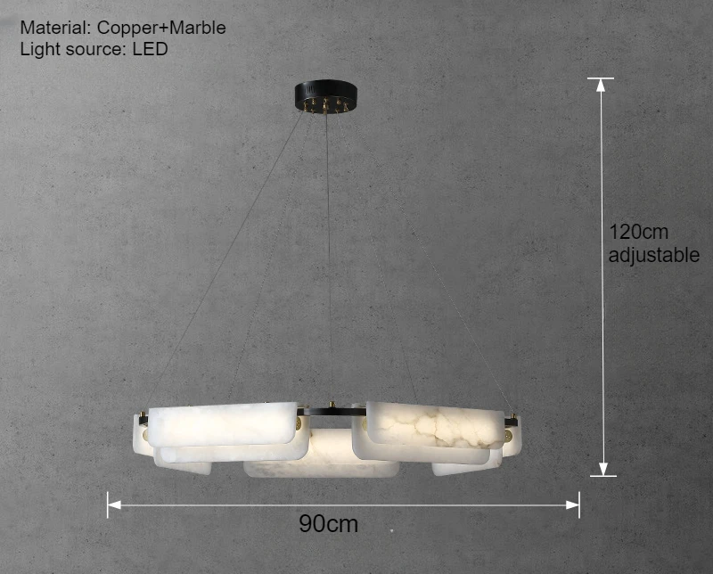 Delia Alabaster kroonluchter led marmeren stenen lamp minimalistische moderne eettafel ronde hanglamp slaapkamer villa lamp