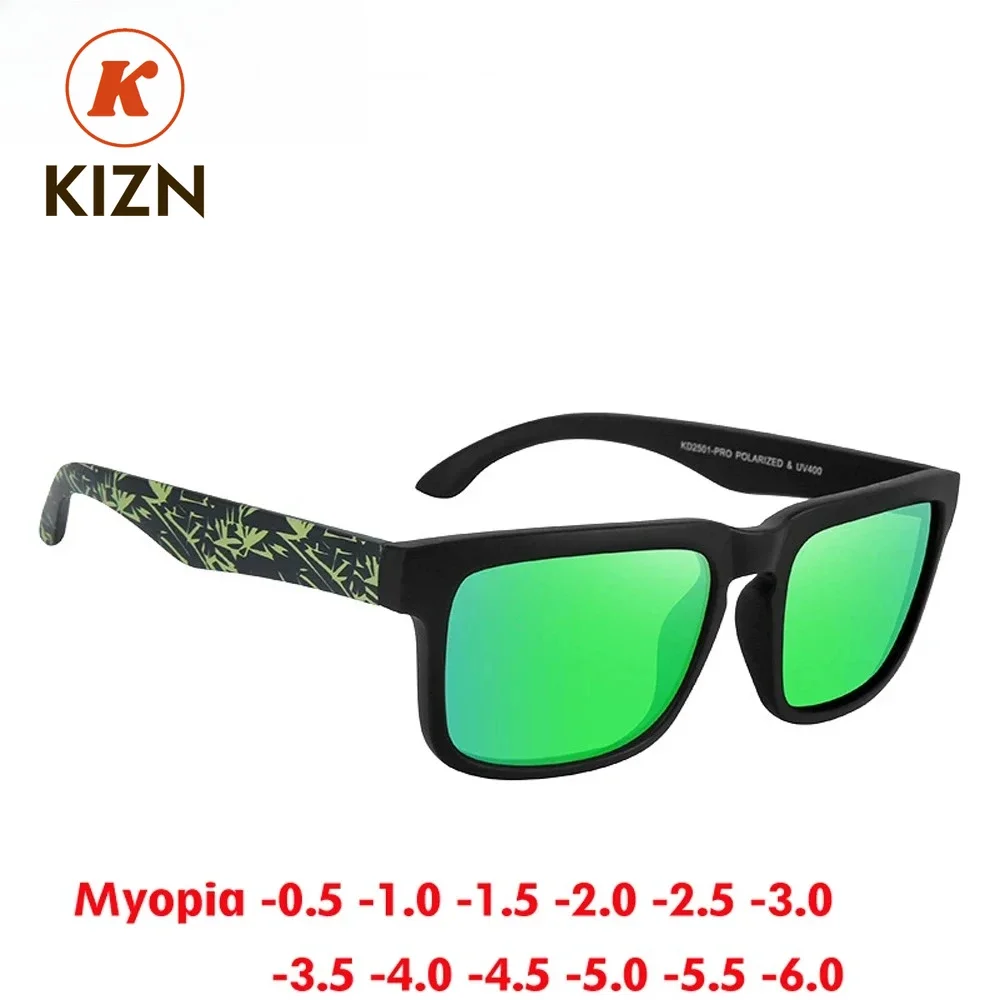 

Мужские поляризационные солнцезащитные очки KIZN для коррекции близорукости, квадратные, повседневные, для активного отдыха, с диоптриями, для женщин, для вождения, UV400, от -0.50 до -6.0