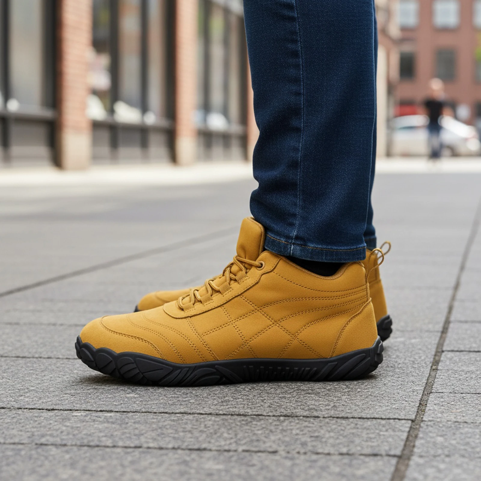 

Ankle Booties Lace Up Short Boots Anti-Slip Wide Toe Boots Comfortable Sneakers Winter Barefoot Warm Shoes for Hiking Climbing