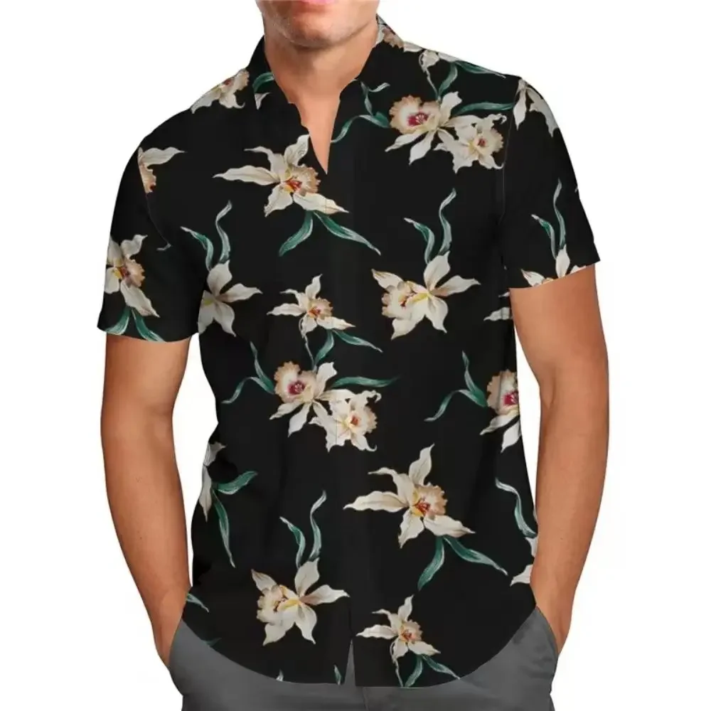 New Casual Shirt For Men Short Sleeve Tops 3d Flower Shirts Oversized Graphic Clothing Fashion Street Men's Hawaiian Shirts 2024 - Image 5