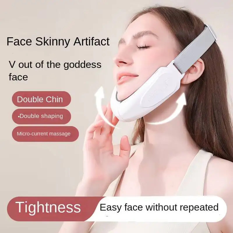 Appareil de tonification du visage à microcourant EMS, masseur de vibrations chauffantes en forme de V, réducteur de Double menton, usage domestique, soins de beauté