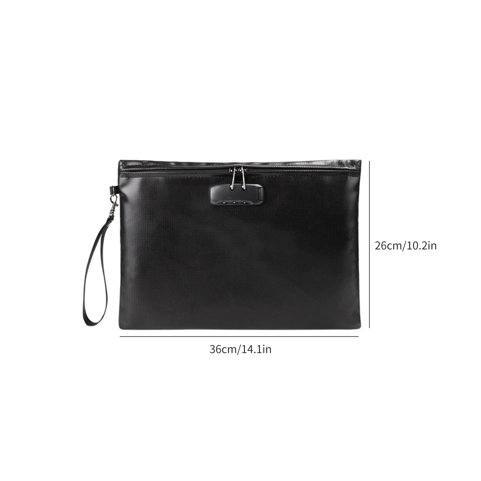 Fireproof Document Bag com Lock, Money Safety Organizer, Zipper Closure, Storage Pouch, Bolso com 10 Cards Slot para A4 File