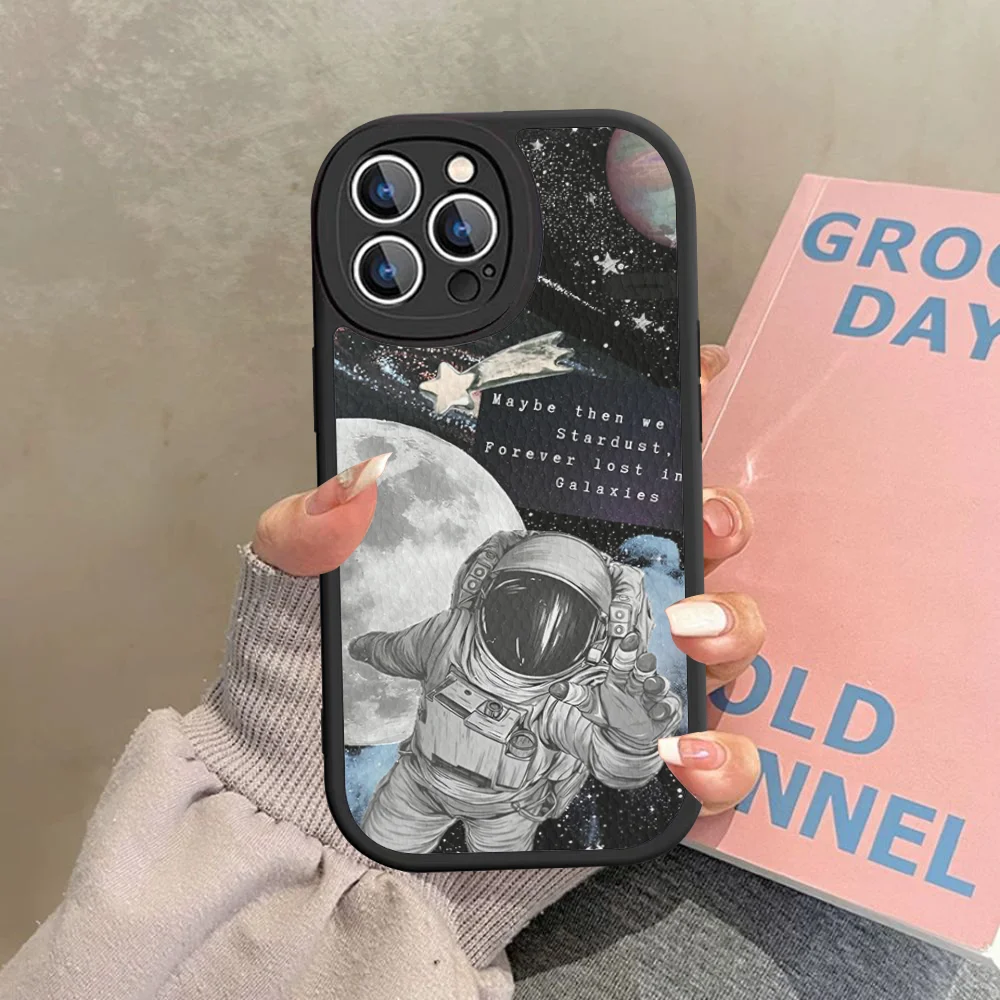 Coque de téléphone en cuir dur AstronsomPlanet, espace extra-atmosphérique, iPhone 14 13 12 Mini 11 14 Pro Max Xs X Xr 7 8 Plus Fundas