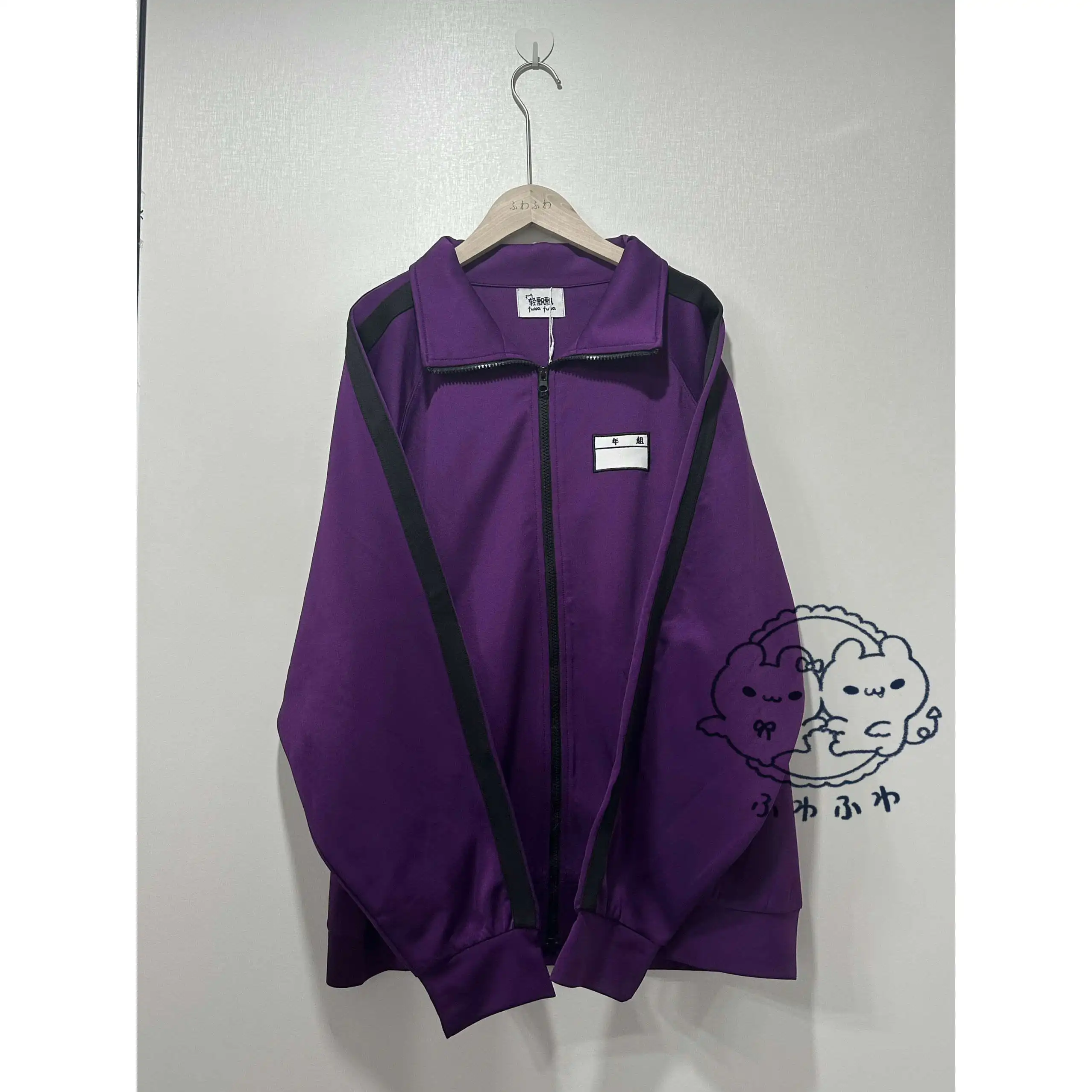 Spring Autumn Loose Mid Length Jacket Purple Black Japanese Cute Sports Style Shorts 2025 New Two Striped Decorative Jacket