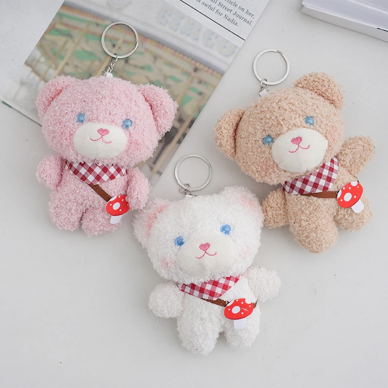 12CM Bear Stuffed Plush Toys Baby Kids Cute Dress Key Keychain Pendant Dolls Gifts Birthday Wedding Party Decor Doll