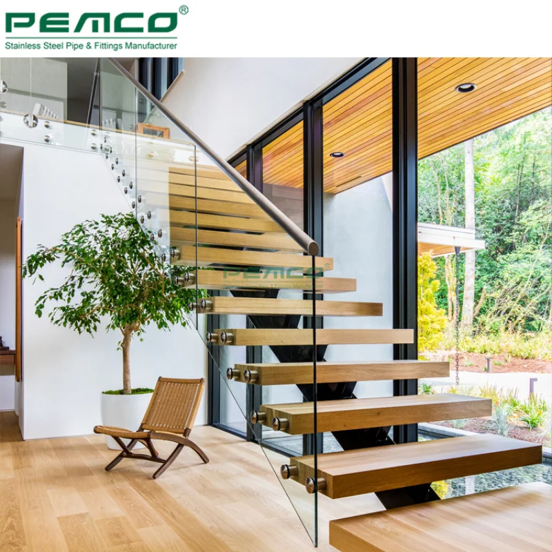 custom.Modern Stairs 304 Stainless Steel Glass Handrail House Indoor Stair Glass Railing System