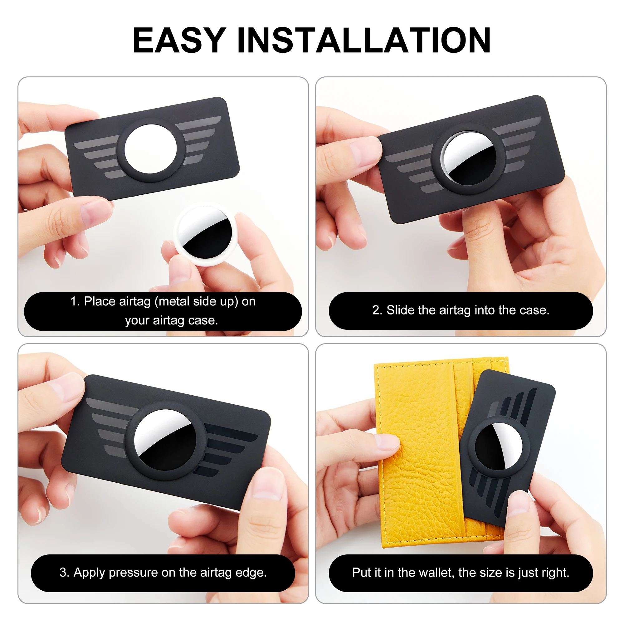 에어태그 지갑 케이스 슬림 얇은 카드 케이스 홀더, 애플 에어태그 액세서리 홀더, 분실 방지 에어태그 GPS 트래커 커버, 2 개