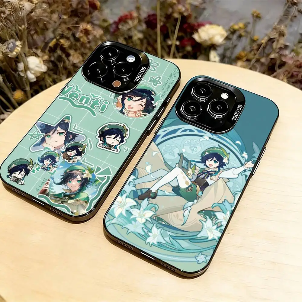 

genshin impact Venti Phone Case For iPhone 17,16,15,14,13,12,11 Plus,Pro Max,XS,Colored Silver Plated Inside Cover