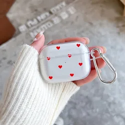 Simple Red Love Heart Earphone Case For Airpods Pro3/Pro2/Pro Soft Wireless Case For Airpods 1/2/3/4 Earphone Protective Cover