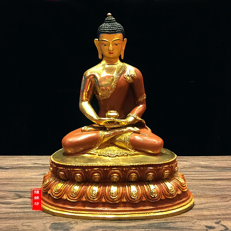 29CM large -GOOD ---Buddhist Buddhism home family efficacious brass Amitabha gold Gold-plated Buddha  statue