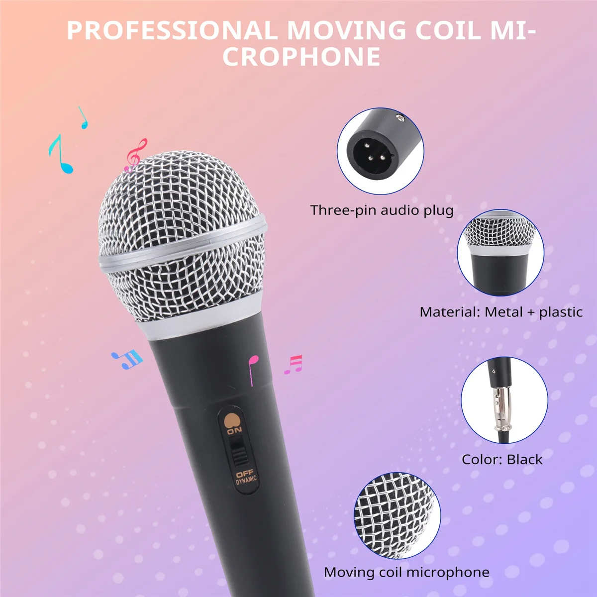 Micrófono de Karaoke portátil, micrófono dinámico con cable profesional, micrófono de voz clara para Karaoke, actuación de música Vocal