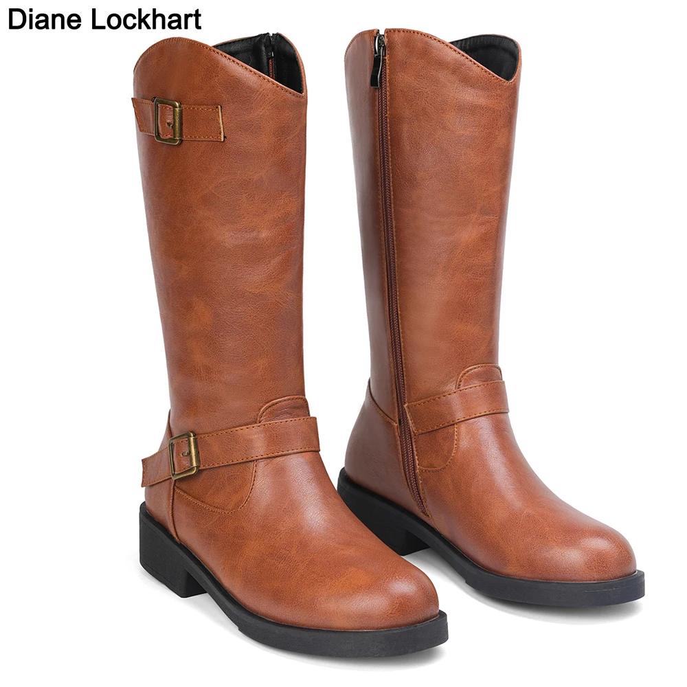 

Сезон осень-зима; Коллекция 2023 года; Винтажные ботинки на плоской подошве; Ковбойские ботинки в ковбойском стиле для девочек; Ботинки на Плоском Каблуке; Ботинки для верховой езды с металлической пряжкой и ремешком