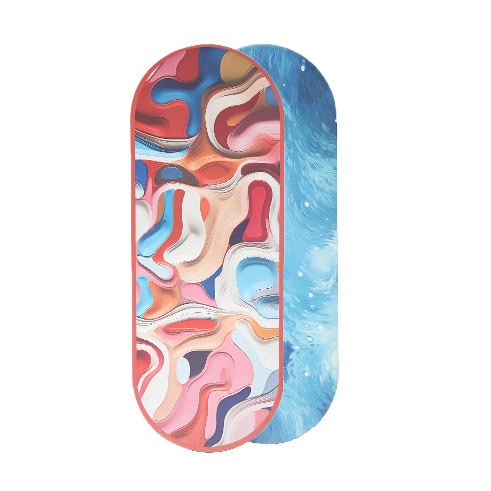 

New Custom Two Ends Round Oval Capsule Shape Arched Pu Yoga Mat Natural Rubber Shape Oval Mat Yoga