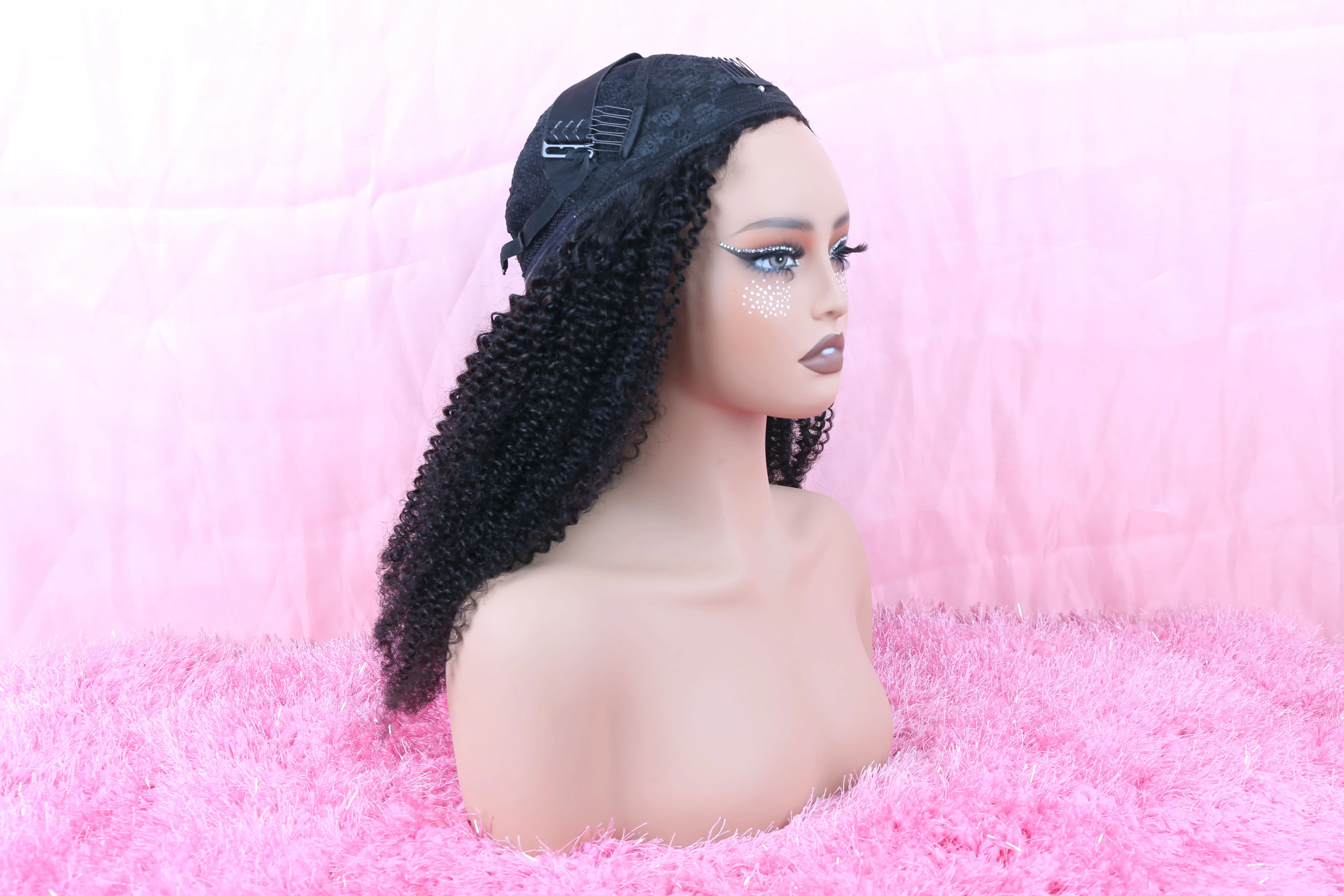 1B Afro Kinky Curly Echthaar Glueless Perücken 200 250 Dichte Vietnamesisches Echthaar Flip-Over Halbperücke mit Kordelzug – Detail 10