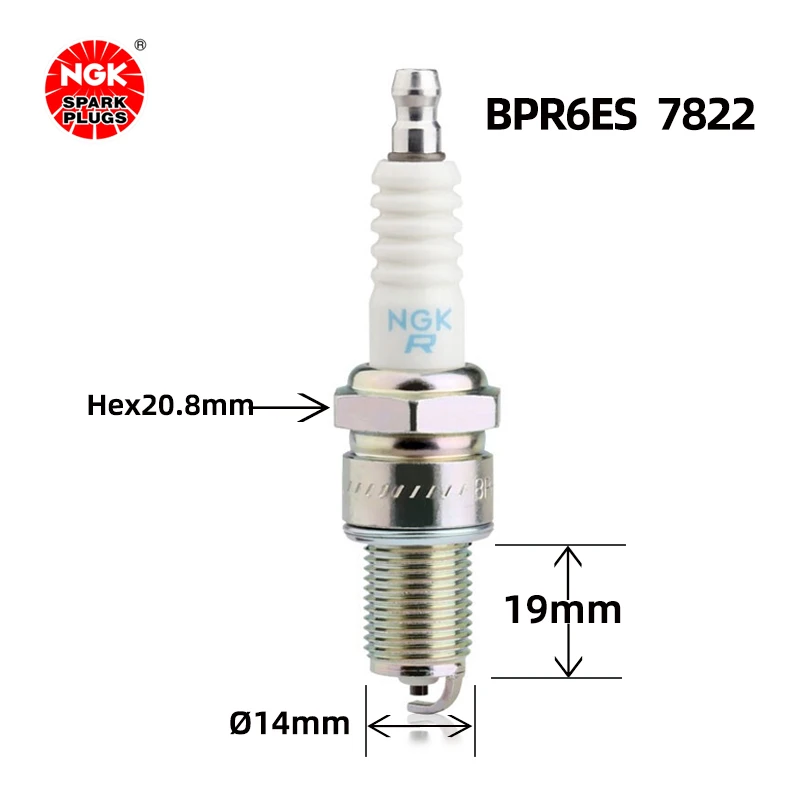 NGK nickel alloy spark plug BPR6ES 7822 is suitable for Jinbei Wuling Hafei Foton Geo double ring leopard（4PCS)