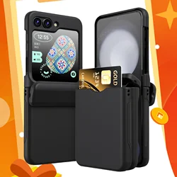 삼성 갤럭시 Z 플립 6 5 5G Flip5 Flip6 플립 4 3 Flip4 Flip3 휴대용 카드 슬롯 홀더 카파에 대한 방진 블랙 하드 케이스 커버