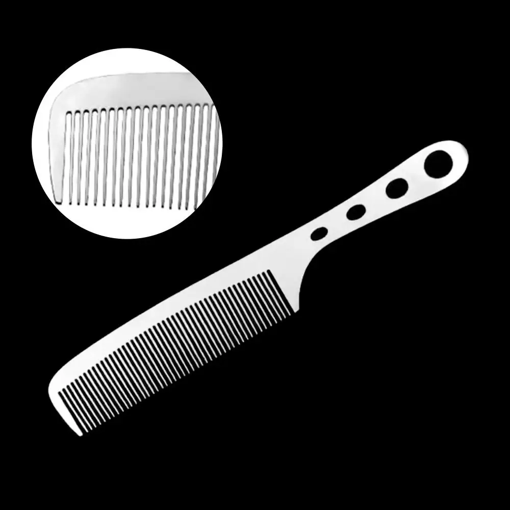 

Stainless Steel Anti Static Comb Silver Ultra-thin Hairdressing Styling Comb Hair Cutting Tools Hair Combs Metal Barber Comb Men