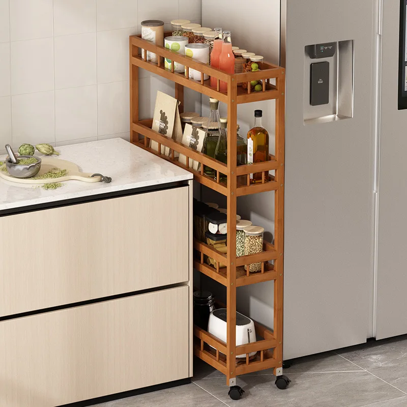 

Kitchen multi-functional rack crevice trolley home living room mobile bathroom multi-layer floor storage shelf
