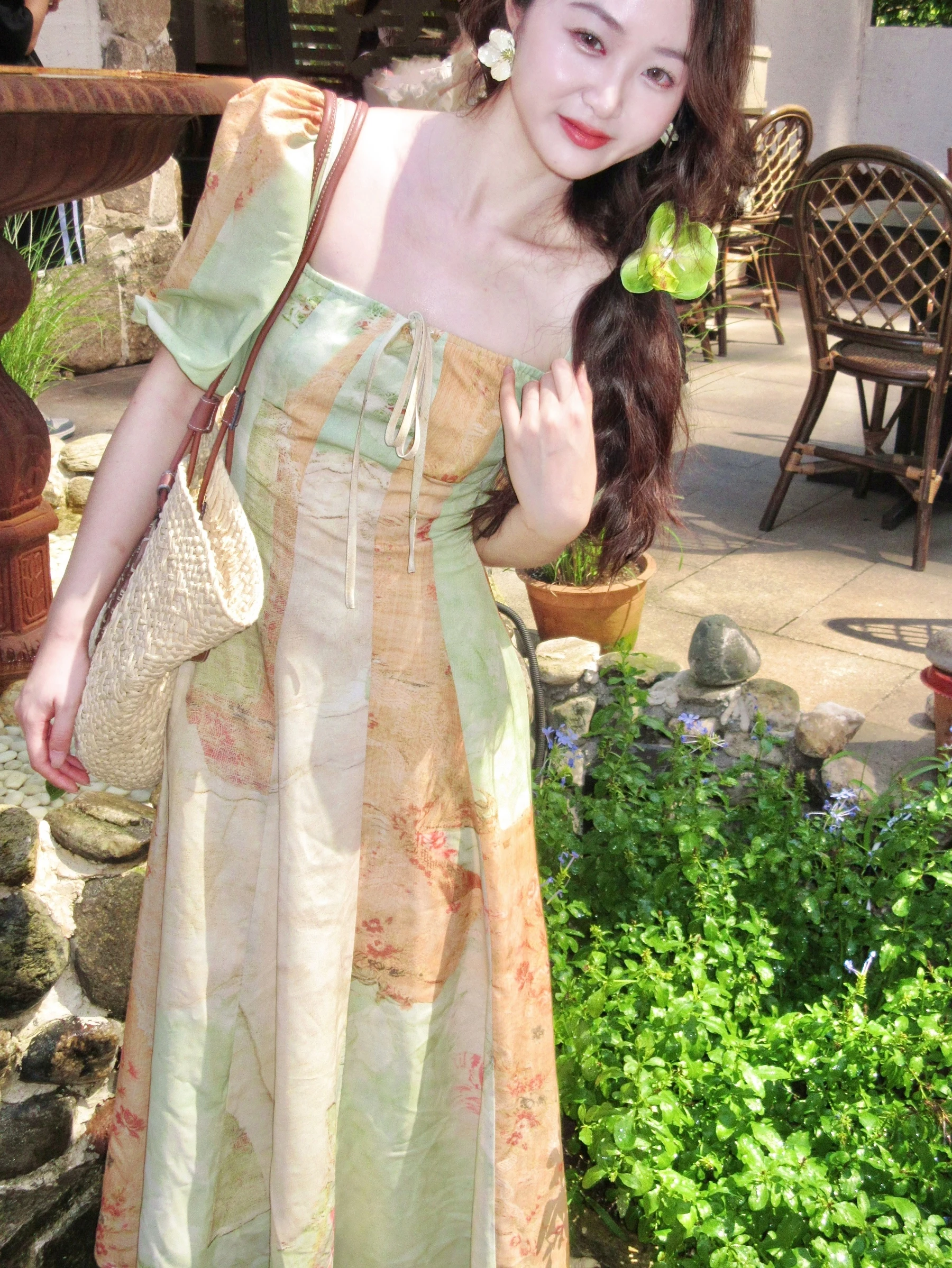 

Длинная юбка из полиэстера с цветочным принтом и застежкой-молнией, летняя коллекция, модель Dr.