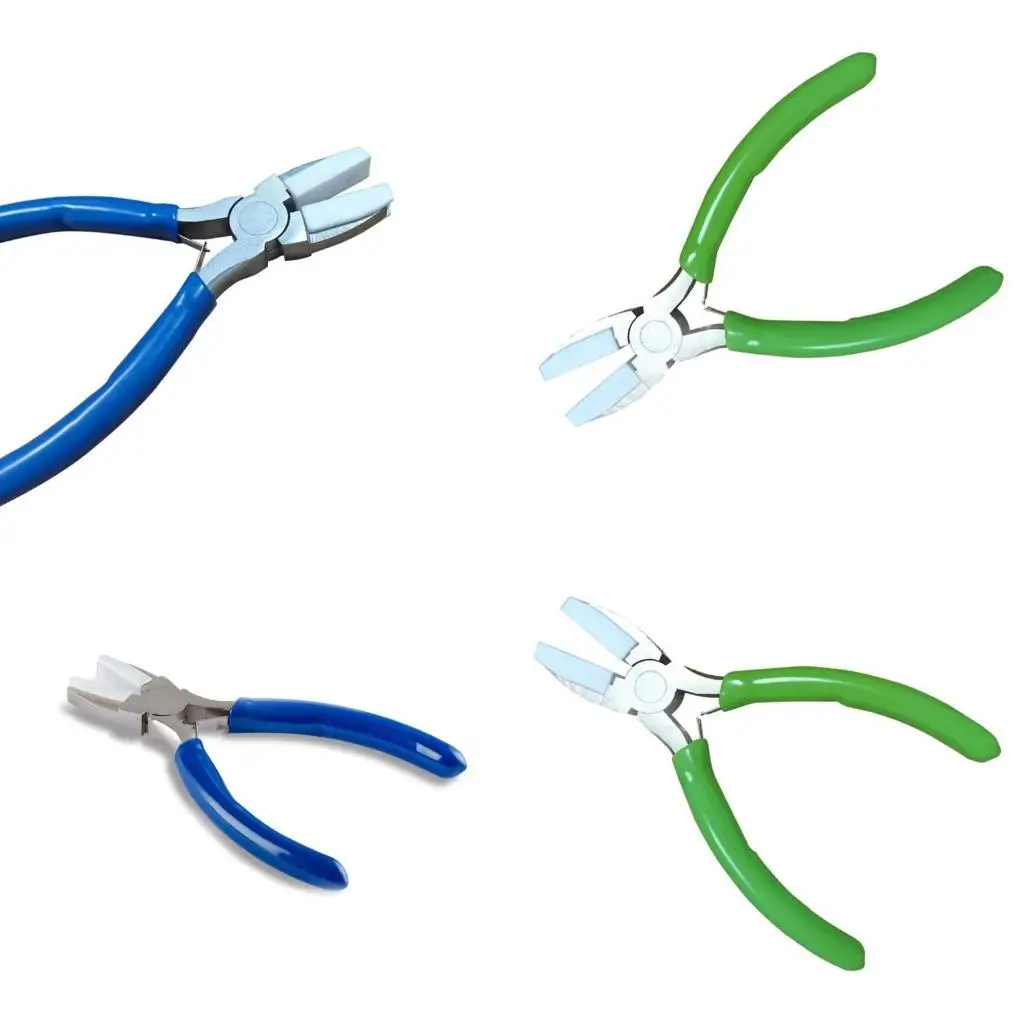 

652F Jewelry Pliers Practical Jewellery Pliers Tool Nylon Jaw Pliers Handy Steel Flat Nose Pliers for Jewelry Makers Beading