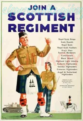 Vintage Poster Join A Scottish Regiment Army Metal Sign Plaque Pub Bar Mancave
